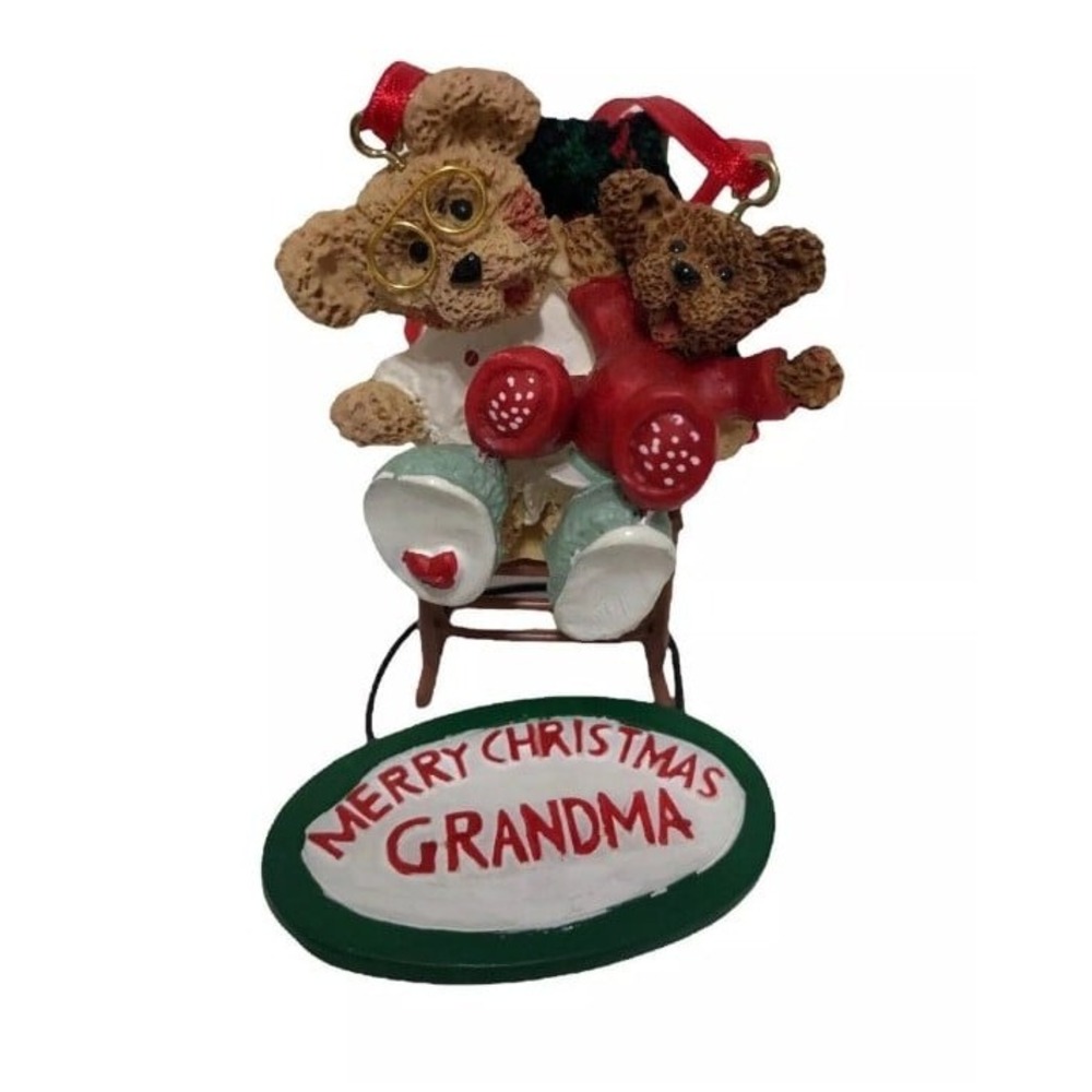 Teddy Bear‎ Merry Christmas Grandma & Grandson Rocking Chair Ornament Kurt Adler